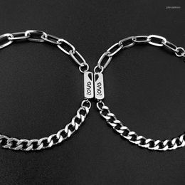 Link Bracelets 1 Pair Luxury Stainless Steel Bracelet For Women Men Silver Colours Metal Chains Sun Moon Alphabet Pendant Couple Jewellery