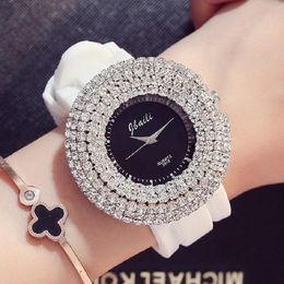 Wristwatches Women Quartz Unique Wrist Watches Luxury Diamond Case Round Casual Dress Watch Silicone Strap Clock Zegarek Damski