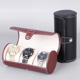 Jewellery Pouches 3 Slots Watch Roll Travel Case Portable Leather Storage Box Slid In Out T4MD