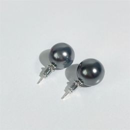 Advanced Simple Design Black Pearl Earrings Fashion Temperament S925 Silver Needle All-Match Jewellery Accessories