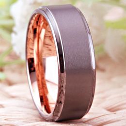 Wedding Rings 8mm Women Men's Jewellery Gunmetal Tungsten Ring Rose Golden Inside Band Engagement Anniversary Gift