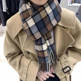 Scarves Korean Fashion Check Color Matching Scarf Women's Version Autumn And Winter Warm Long Dual-purpose Shawl Bib