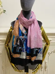 women's long scarf scarves 100% cashmere material pink print letters pattern size 180cm - 65cm