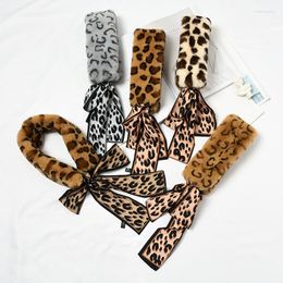 Scarves Winter Children Leopard Animal Print Furs Silk Scarf Warm Girls Kids Fur Collar Neck Wraps Neckerchief Cross