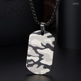 Pendant Necklaces Laser Camouflage Pattern Men's Necklace Dog Tag Stainless Steel Chain For Army Warrior Soldier1