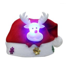 Christmas Decorations LED Light Hat Cartoon Santa Claus/Elk/Snowman Xmas Cap For Adult Kids BJStore1