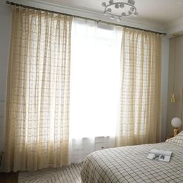 Curtain Floor Screen Transparent Hollow Country Fabric Retro Flat Window Blackout Polyester / Cotton Lace Beige White Built-in