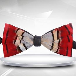 Bow Ties Fashion Wool Tie Men Neckties Handmade Feather Mens Gifts Skinny Necktie For