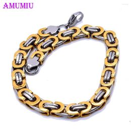Link Bracelets AMUMIU Bracelet For Men Women Curb Cuban Chain Stainless Steel Mens Womens Chains Davieslee Jewelry B098