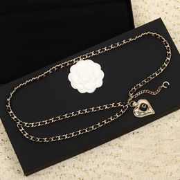 2023 Luxury quality charm pendant necklace waist belt black genuine leather have box stamp PS7565A