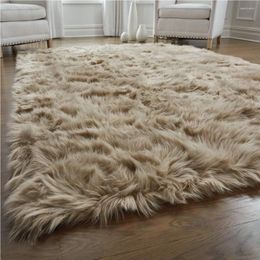 Carpets Plush Faux Fur Carpet Soft Centre Furry Rugs For Living Room Sheepskin Bedroom Fluffy Floor Children's Mats Bedside Home Decor