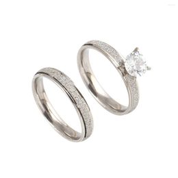 Wedding Rings Trendy Gold Silver Classic Frosted Lovers Set For Women Men Unisex Engagement Jewellery