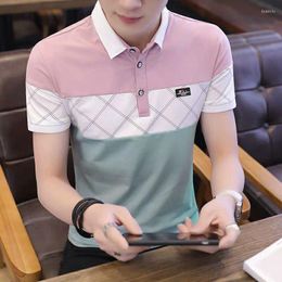 Men's Polos Polo Shirt Men 2023 Fashion Cotton Brand Tops High Quality Argyle Casual Mens Shirts Turn Down Collar Slim Fit Top