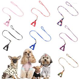 Dog Collars 1PC Pet Leash Portable Adjustable Cat Collar Polyester Printing Durable Belt Chest Strap Training Walking Random Colour