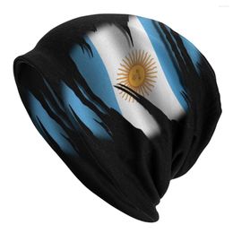 Berets Unisex Bonnet Winter Warm Knitting Hat Argentina Torn Flag Tattoo Hip Hop Beanies Caps Argentinian Proud Beanie Hats Ski Cap