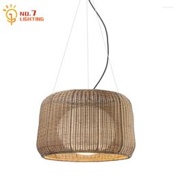 Pendant Lamps Japanese Design Rattan Weaving Lights Individual Simple Hanging Lamp Balcony Villa Staircase Restaurant Study Tea House