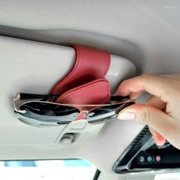 Interior Accessories Car Sun Visor Clip Glasses Frame Leather Multi-function Bill Card Holder Sunglasses