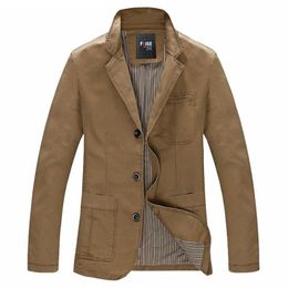 Men's Suits & Blazers Spring Autumn Men Casual Cotton Denim Jacket Coat Slim Fit Army Green Khaki Suit Jackets Parka Big Size M -XXXXL