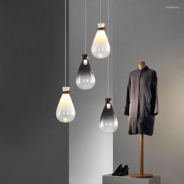 Pendant Lamps Est Glass Lamp White Or Smoke Light Leather Hanging Nordic Ins