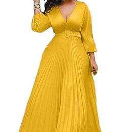 Yellow High Waist Slimming Solid Casual Dresses Color Elegance Retro Chiffon