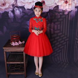 Ethnic Clothing Red Year Chinese Dress Kids 2023 Fashion Children Cheongsam Baby Girl Modern Qipao Vestido Oriental Dresses Traditional