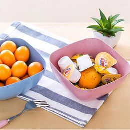 Bowls Cooking Tools Wheat Straw Container Salad Bowl Square Fruit Plate Living Room Candy Snack Plates