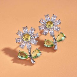 Stud Earrings Products Original T Diamond Daisy Women's Super Sparkling High Carbon Luxury Jewellery Gifts