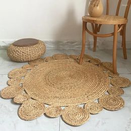 Carpets Rug Pure Natural Plant Fiber Home Decoration Mats Modern Water Reed Grass Circular Round Carpet Weaving Style