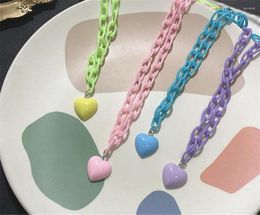 Choker Sweet Heart Pendant Cute Lolita Candy Color Chain Cosplay Women Necklace D294