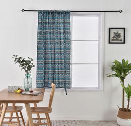 Curtain Geometric Printed Cotton Linen Lifting Rope Light Shade Flat Window Pastoral Polyester / Built-in