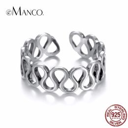 Band Rings 925 Silver/Adjustable/Rings For Women Hollow Minimalist Round Silver Ring Open Design 2023 Woman Female Jewelry