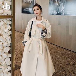 Women's Trench Coats DH Lady Outerwear Spring Autumn Clothes Loose Oversize Double-Breasted Long Coat For Women Duster Windbreaker Phyl22