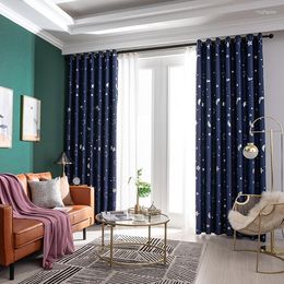 Curtain Shiny Silver Stars Blackout Curtains For Kids Child Bedroom Korean Style Window Voile Living Room