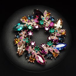 Brooches Pins Autumn Winter Coat Crystal Flower Brooch Suit Accessories Bauhinia Flowers European And American Classic Corsage Pin Garland