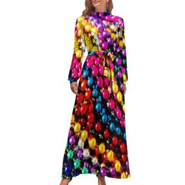 Lässige Kleider Mardi Gras Perlen Kleid Moderner Kunstdruck Party Maxi Koreanische Mode Boho Strand Lange Hohe Taille Bedruckte KleidungLässige Kleidung