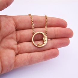 Pendant Necklaces Dainty Gold Crescent Moon Necklace Star For Women Boho Party Jewellery Gifts Female Collier