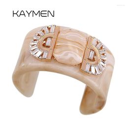 Bangle Fashion Brand Crystal Handmade Resin Bracelet Gold Plated Statement Chunky Jewelry For Women GirlsBangleBangle Lars22