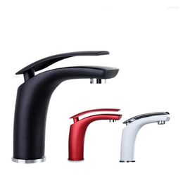 Bathroom Sink Faucets 4 Colours Models Brass Material Deck Mounted Cold & Water Of Washbasin Tap