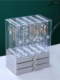 Storage Boxes Desktop Jewellery Box Drawer Earring Rack Shelf Display Stand Necklace Bracelet Organiser Case Plastic Transparent