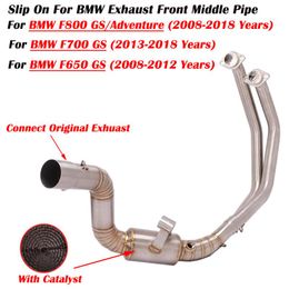 Motorcycle Exhaust System Front Link Pipe With Catalyst Connect Original Muffler Slip On For F650 F700 F800 GS Adventure 2008-2023