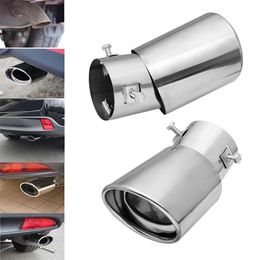 Motorcycle Exhaust System Universal 1.8-2.2T Car Pipe Modified 63mm Stainless Steel Round Tail Tubes Muffler Chrome