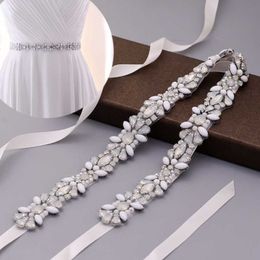 Wedding Sashes TOPQUEEN Sparkly Bridal Belt Sash Opal Pearl For Dress Evening Woman Female Accessories Formal S467