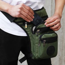 Waist Bags Waterproof Motorcycle Legsbag For Men Nylon Fanny Pack Boys Belt Hip Dropleg Pocket Rider Solid Thigh Bag Male