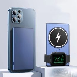 5000mAh Magnetic Power Bank For Iphone 14 13 12 Pro Max smart Watch Induction Wireless Fast Charging External Battery
