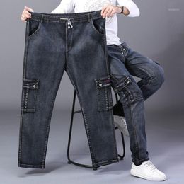 Men's Jeans Super Loose Elastic High Waist Tube Oversized Pants Leisure Deep Crotch Plus Obesity