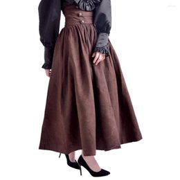 Skirts Brown Goth Skirt Long For Women Adult Vintage Gothic Steampunk High Waist Walking Casual Cosplay Halloween Winter