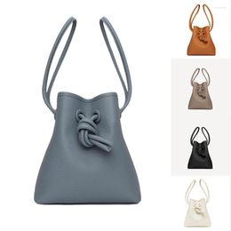 Evening Bags Real Leather Fashion Women Shoulder Bucket Bowknot Big Capacity Handbags Casual Crossbody Girls Side Bag