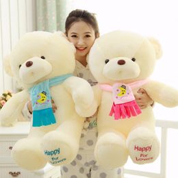 New Valentine's Day Plush Bear Toy Couple Scarf Bear Plush Toys Doll Cute Cartoon Throw Pillows