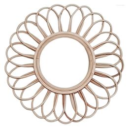 Decorative Figurines Decoration Mirror Hanging Rattan Circular Wall Decor Boho Wicker Dressing Makeup Mirrors