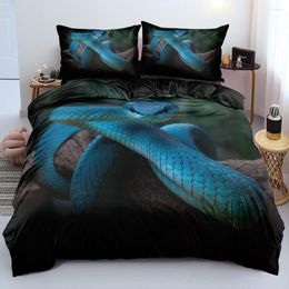 Bedding Sets 3D Blue Staring Snake Cover Set Double-sided Duvet Covers Full Double King Size 140x210cm Linens Bed Home Textile